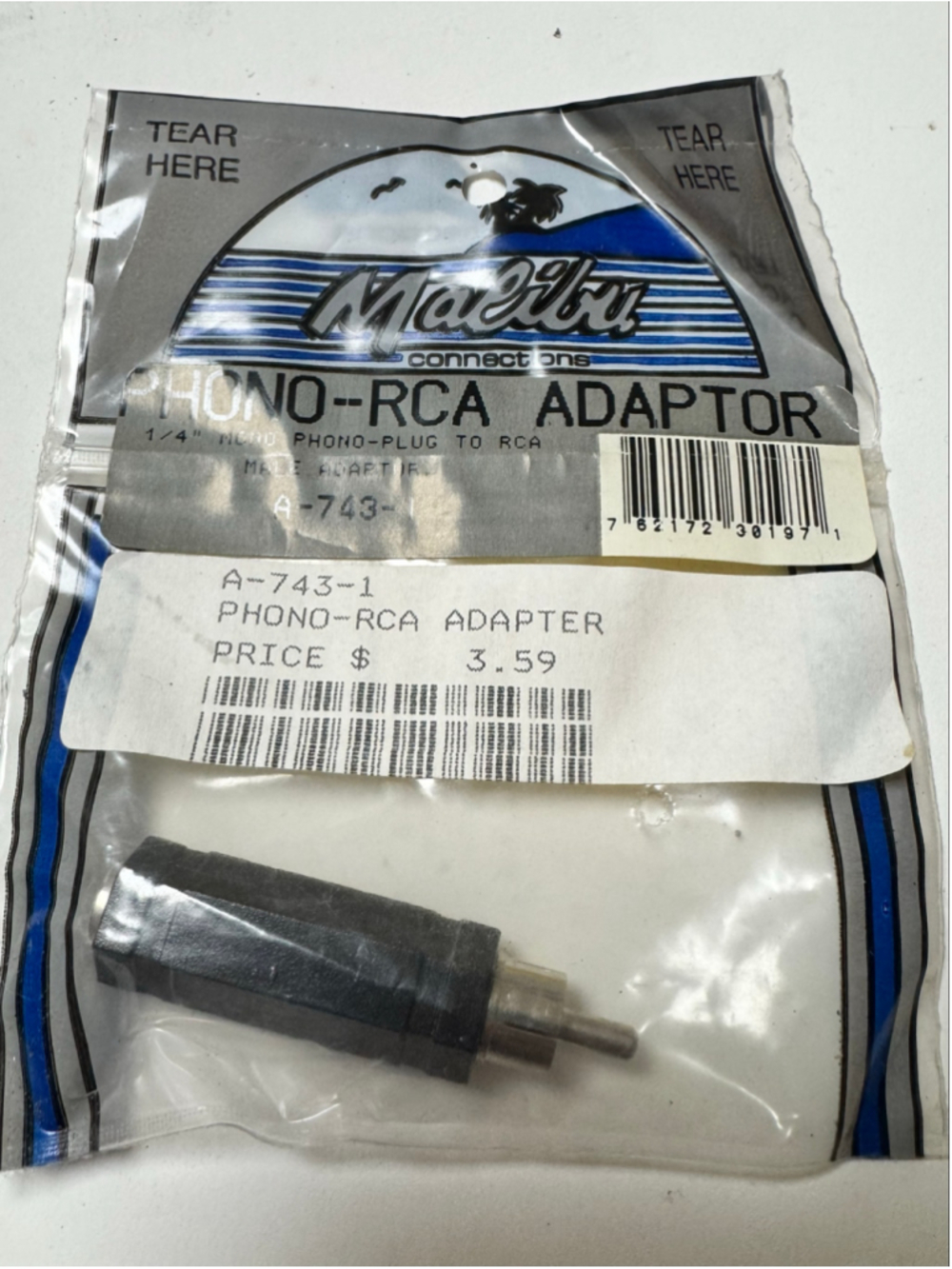 Malibu 1/4” Phono to RCA Male Adapter A-743-1
